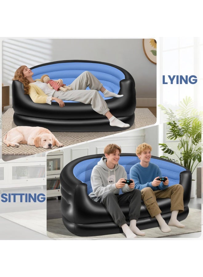 WALALLA Twin Size Inflatable Couch, Blow up couch, Flocked Surface Inflatable Chair, Portable Air Sofa Couch, Inflatable Bean Bag Chair, Waterproof Air Couch, Lazy Sofa for Camping with Air Pump - Image 3